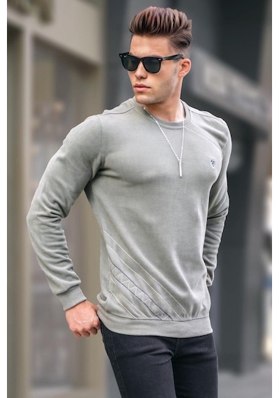 Madmext Haki Basic Bisiklet Yaka Triko Kazak 5965 Haki
