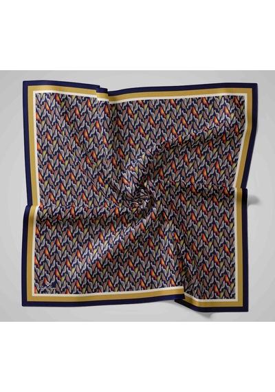 Silk Home Aura Eşarp 140006-25 Koyu Lacivert, Hardal, Turuncu, Vizon