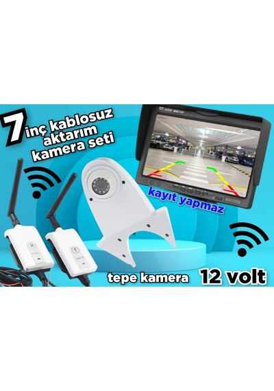 7 İnç Monitör Kablosuz Görüntü Aktarıcı Beyaz Tepe Kamera 12 Volt