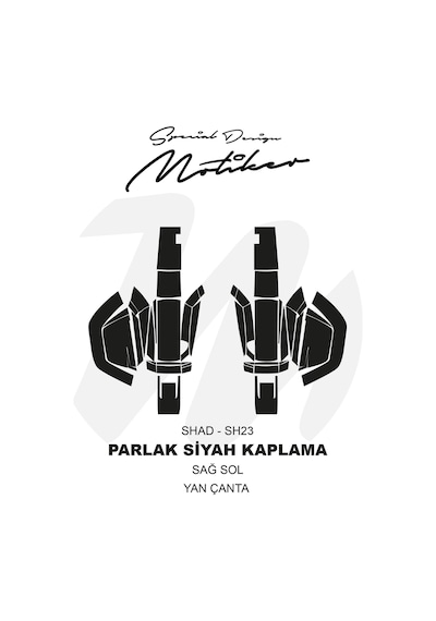Shad Sh23 Arka Sağ Sol Yan Çanta Parlak Siyah Kaplama Sticker Eti