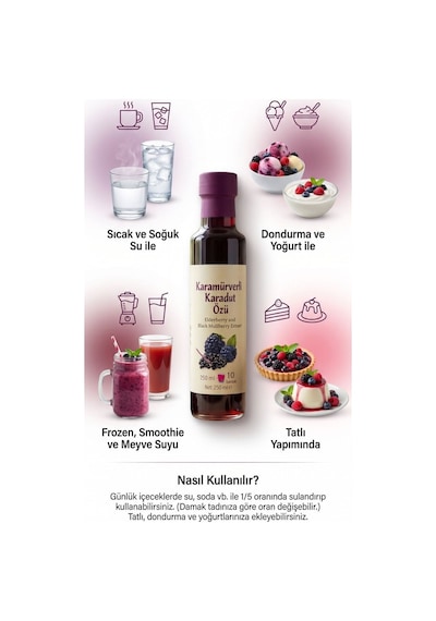 Beyorganik Pestisit Analizli Karamürverli Karadut Özü 250 ML