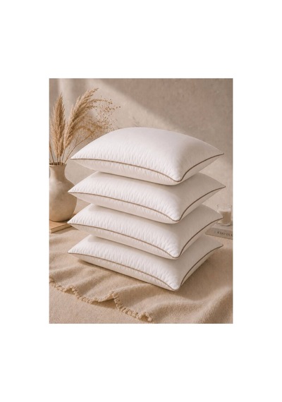 4 Adet Biyeli Yastık Vizon Serisi 1000gr Silikon Boncuk Elyaf Dolgulu 50x70cm Vizon Vizon