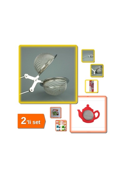 Kullanışlı Bitki Çayı Demleme Süzgeçi + Çay Süzgeci Demlik Tasarımı - 2li Set N0b0m0 Paslanmaz Çelik Diğer