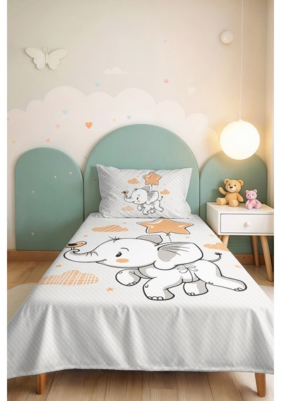 Evimde Bambaşka Yıldızlı Fil Çocuk Odası Tek Kişilik Pike Takımı - Yıldız Bulut 160x220 CM Kapitone Yatak Örtüsü Evimde Bambaşka Yıldızlı Fil Çocuk Odası Tek Kişilik Pike Takımı - Yıldız Bulut 160x220 CM Kapitone Yatak Örtüsü