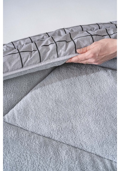 Rivaistanbul Gri Kareli Loura Çift Kişilik Çift Taraflı Lüx Wellsoft Yorgan Seti 195x215 Cm Gri