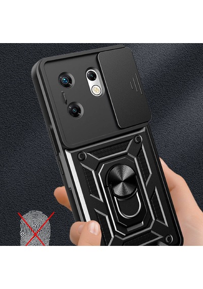 Zore İnfinix Zero 30 4g Kılıf Magnetik Standlı Kamera Korumalı Sürgülü Vega Kapa Mavi