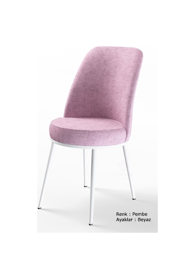 Canisa Concept Dexa Serisi Pembe Renk 4 Adet Sandalye, Renk Pembe, Ayaklar Beyaz Pembe