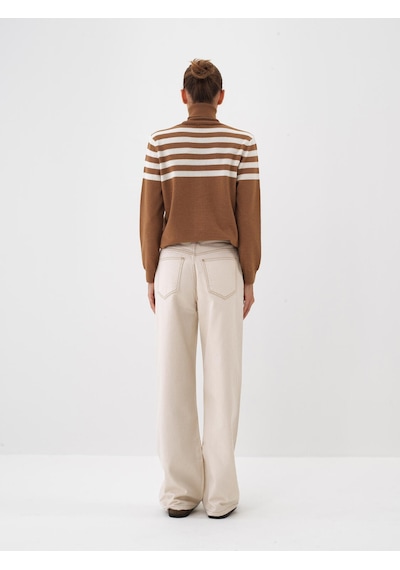 Xint Ekru Pamuk Dokulu Oversize Pantolon 201238