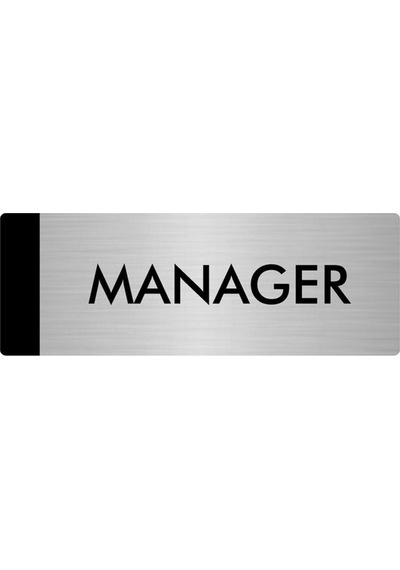 Metal Yönlendirme Levhası, Departman Kapı Isimliği Manager 7x20 Cm Gümüş Renk