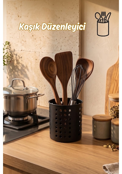 Porsima Kp-165 Tezgah Üstü Dik Kaşıklık Bıçaklık Düzenleyici Organizer Mutfak Düzenleyici Siyah