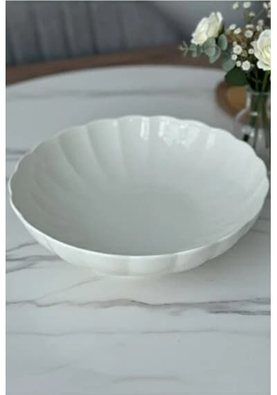 Kütahya Porselen Bone Luz Krem Bowl Kase 25x6cm 2000ml Tekli Bnlzf25ks00 krem