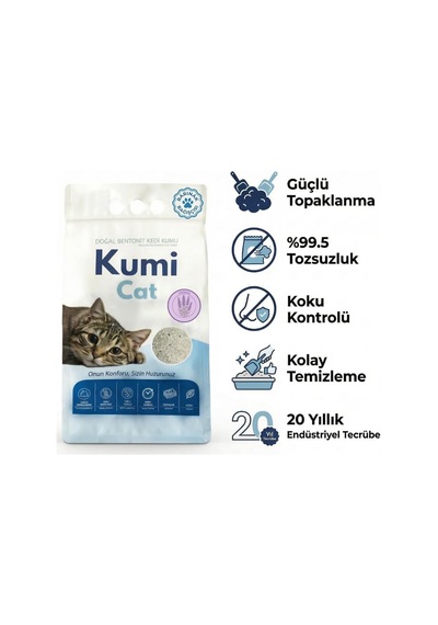 Eko-premium Rahatlatıcı Etki Lavanta Kokulu Kedi Kumu, Güçlü Topaklanan Bentonit %99.5 Tozsuz , 5 L