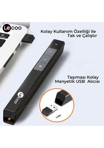 Lecoo SPT9634 2.4 Ghz Lazer Presenter Kablosuz Sunum Kuman