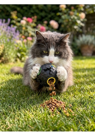 Sesli Kedi Köpek Ödül Maması Bulma Topu Zeka Topu - Siyah Renk