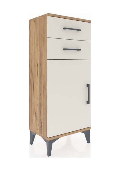 Arges Komodin Tek Raflı 2 Çekmeceli Tek Kapaklı 44x30x106 Çam-aytaşı Atlas Çam
