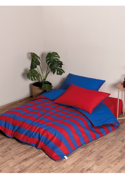 Cozy Home Popping Colors Tek Kişilik Lastikli Çarşaflı Nevresim Takımı Blaze Kırmızı Kırmızı - Mavi