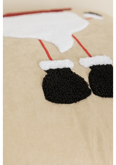 Charm Noel Baba Punch İşleme Bej Kırlent 43x43 35251a Bej