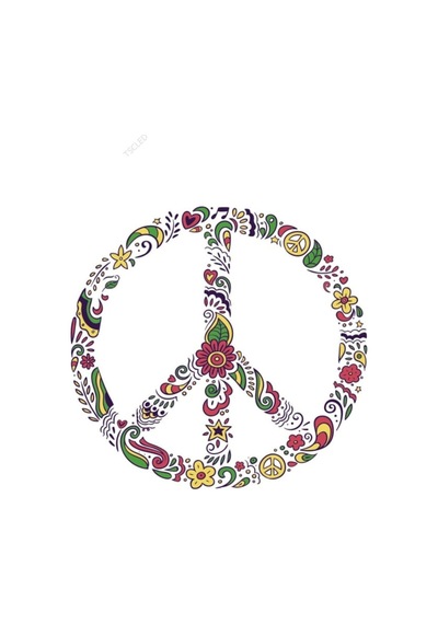 Çiçekli Peace Özgürlük Simge Logo Sticker