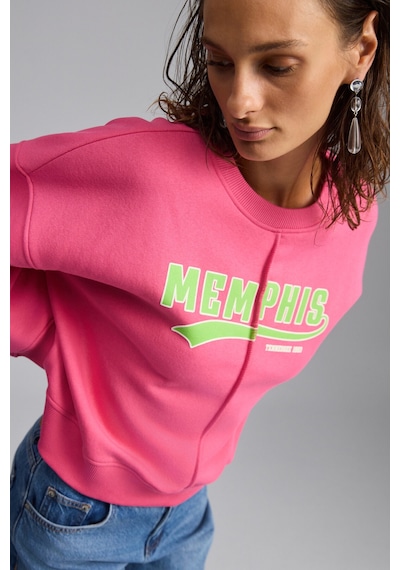 Grımelange Daleska Kadın Şehir Temalı Baskı Detaylı Yumuşak Organik Pamuk Şardonlu Regular Pembe Sweatshirt Grımelange Daleska Kadın Şehir Temalı Baskı Detaylı Yumuşak Organik Pamuk Şardonlu Regular Pembe Sweatshirt