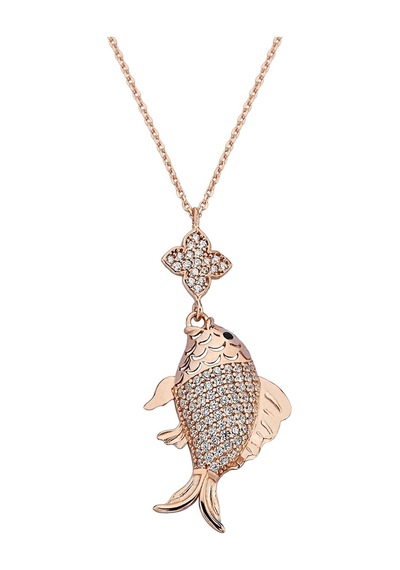 925 Ayar Gümüş Rose Balık Kolye - 23177701 Rose Gold