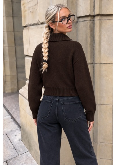 Cool Tarz Kadın Stardart Beden Çift Fermuarlı Dik Yaka Crop Triko Hırka Kahverengi Kahverengi Cool Tarz Kadın Stardart Beden Çift Fermuarlı Dik Yaka Crop Triko Hırka Kahverengi Kahverengi