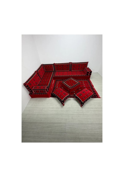 Şark Köşesi Takımı Yemen Modeli 13 Parça 20 Cm Minder Kalınlığı Kırmızı
