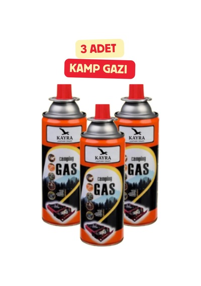 3'lu Kamp Gazı Kartuşu 227 Gr Portatif Ocak Ve Pürmüz Yedeği Bütan Propan Karışımlı Kamp Ocağı Tüpü Turuncu Turuncu