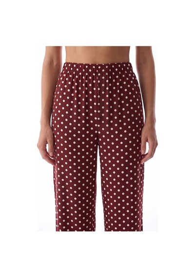Penti Kahverengi Polka Dots Gömlek Pantolon Pijama Takımı Bn89