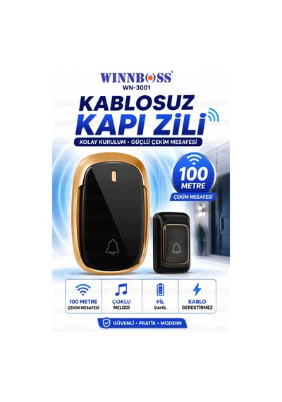 Kablosuz Kapı Zili 100 Metre Çekim Mesafeli Priz Tipi Kapı Zili Pil Dahil 36 Melodili Güçlü Ses