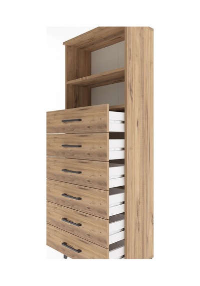 Arges Dolap 2 Raflı 6 Çekmeceli 60x30x163 Çam-çam Çam