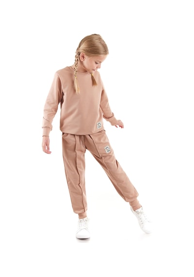 Ahengim Kız Çocuk Back To School Pamuklu Trend Eşofman Takımı Ak2529 Kahverengi