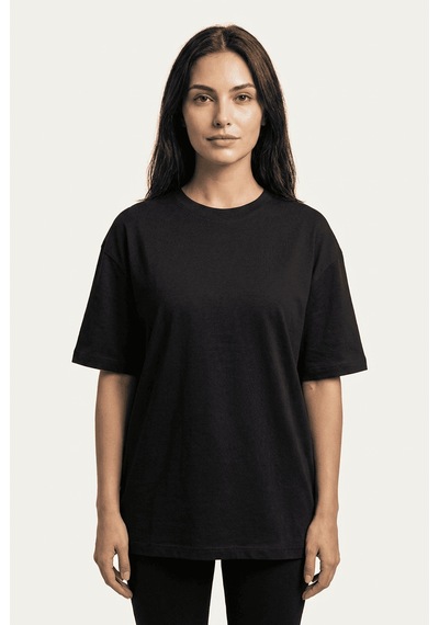 Black Nova Oversize Baskılı Unisex %100 Pamuk T-shirt Old Classic Siyah