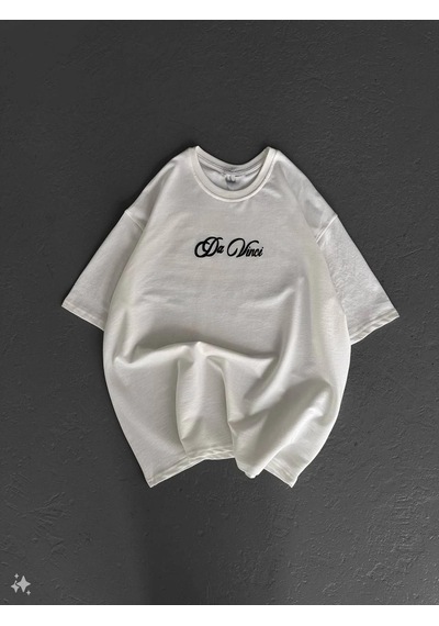 Novalisse Kadın Baskılı T-shirt Kısa Kol Bisiklet Yaka Oversize Tişört - Beyaz Çoklu Renk