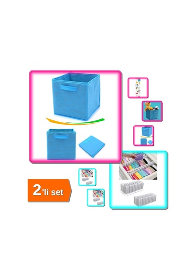 Akordiyon Çekmece Düzenleyici + Çok Amaçlı Dolap İçi Düzenleyici Kutu - 2li Set Z8x3a1 Belirtilmemiş