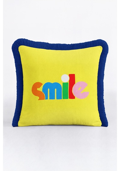 Smile Yazılı Pop Art Retro Saçaklı Yastık Kılıfı - Renk Bloklu Sarı Lacivert Püsküllü Kırlent Kılıfı Derin Düş Opal Smile Yazılı Pop Art Retro Saçaklı Yastık Kılıfı - Renk Bloklu Sarı Lacivert Püsküllü Kırlent Kılıfı Derin Düş Opal