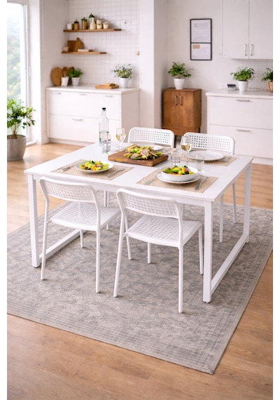 5'li Mutfak Masa Takımı, 4 Sandalye Ve 1 Masa, Yemek Odası, Bahçe Takımı, 4 Kişilik, Metal Ayaklı Masa: Beyaz/beyaz - Sandalye: Beyaz 5'li Mutfak Masa Takımı, 4 Sandalye Ve 1 Masa, Yemek Odası, Bahçe Takımı, 4 Kişilik, Metal Ayaklı Masa: Beyaz/beyaz - Sandalye: Beyaz
