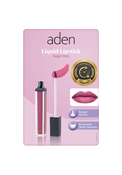 Aden Liquid Lipstick - Likit Ruj 33 Sugar Chic Şık Şeker Çok Renkli