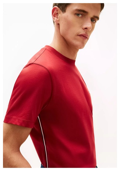 Erkek Normal Kesim Yuvarlak Yakalı Pamuklu Kısa Kollu Kırmızı T-shirt Kırmızı