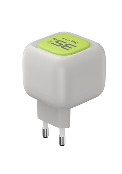 Havit Uc251 35w Gan Pd Hızlı Şarj Adaptörü - Geri Sarılan Usb-c Kablolu, Usb-a/usb-c Gri - Yeşil