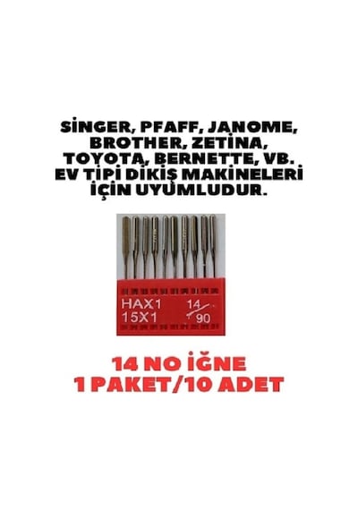 Swart Singer Zetina Uyumlu Dikiş Makine Iğnesi 11-12-14-16-18 Numara -50 Adet Iğne 5 Paket Genel