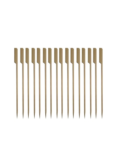 Ahşap Yassı Tutamaklı Saplı Çöp Şiş - Boy : 12 Cm. - 100 Adetlik 1 Paket