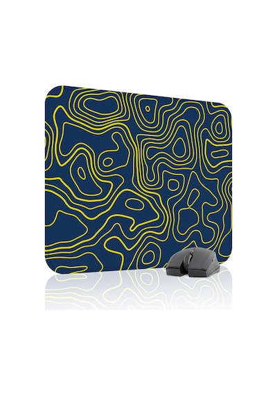 Sarı Lacivert 48x40 Xl Taraftar Gaming Oyuncu Mouse Pad Kaymaz Taban Büyük Fare Altlığı Topography