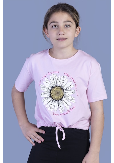 Toontoy Kids Toontoy Kız Çocuk Papatya Desenli Tişört Açık Pembe