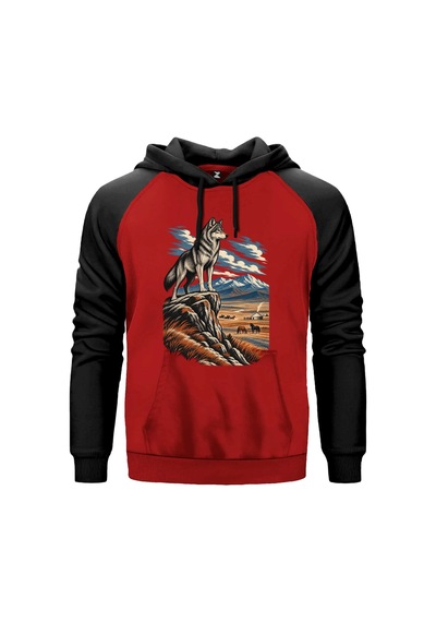 Bozkır Nöbetçisi Gri Renk Reglan Kol Sweatshirt Kapşonlu