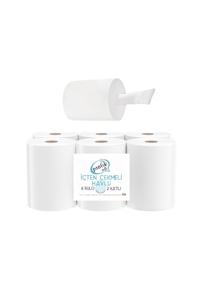 Pratiksoft İçten Çekmeli Kağıt Havlu 6 Rulo
