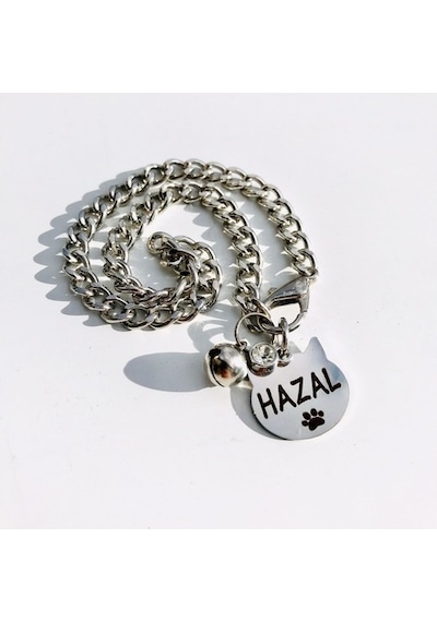 Metal Kedi Künyesi Isimli Kedi Tasması Kedi Isimliği Zincirli