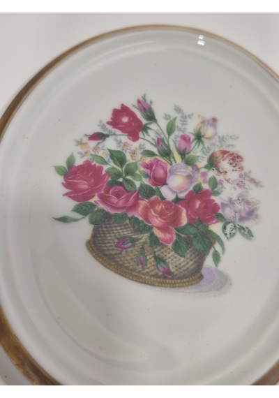 Vintage Dekoratif Çiçek Temalı Porselen Duvar Tabağı 11cm 003