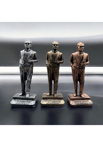 Dekoratif Polyester Atatürk Heykeli 20 Cm Gold Eskitme