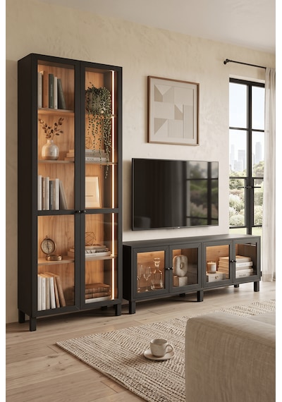 Prime Temperli Cam Kapaklı Neon Led Işıklı Tv Ünitesi Tv Sehpası & Led Işıklı Vitrin Büfe Kitaplık Takımı Sepet-siyah Prime Temperli Cam Kapaklı Neon Led Işıklı Tv Ünitesi Tv Sehpası & Led Işıklı Vitrin Büfe Kitaplık Takımı Sepet-siyah