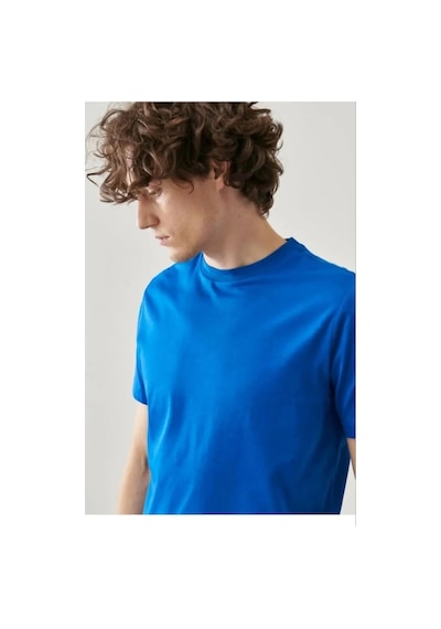 Erkek Tişört Kısa Kol Düz Bisikilet Yaka Oversize T-shirt - Mi Mavi